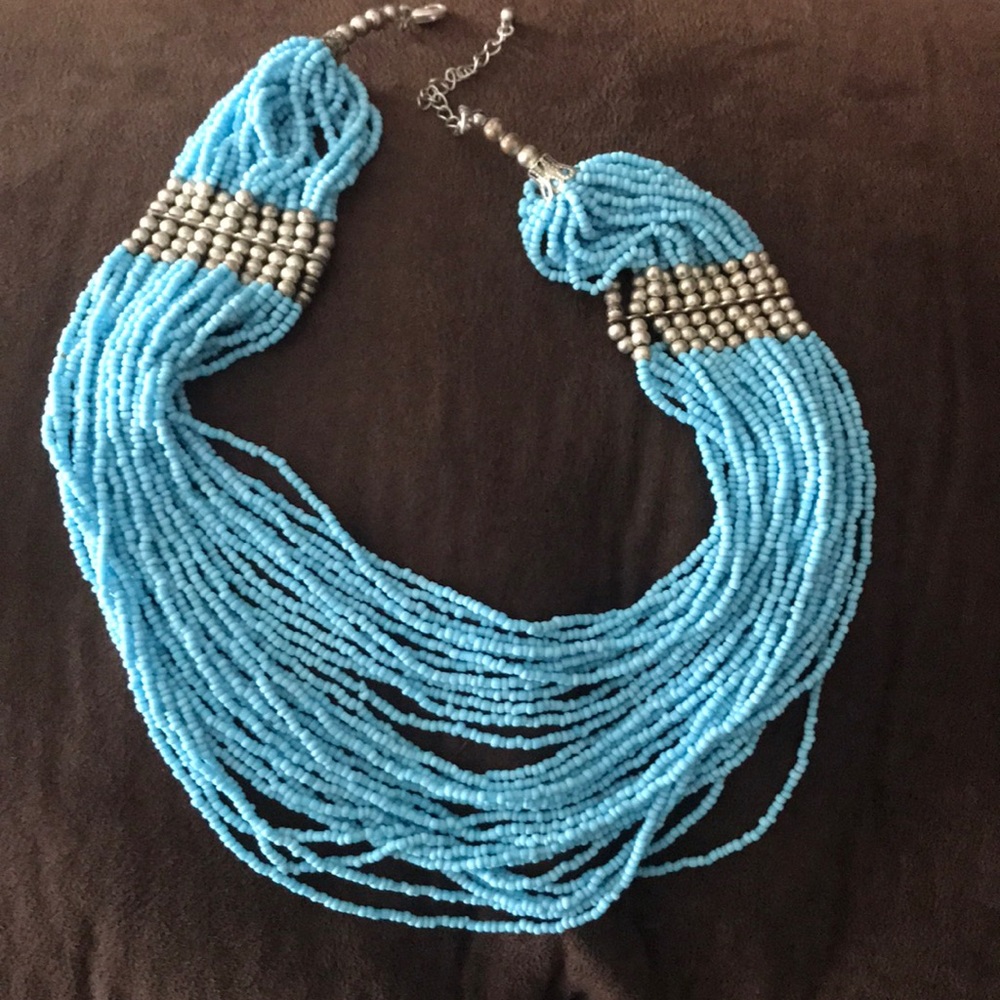 Blue beaded necklace